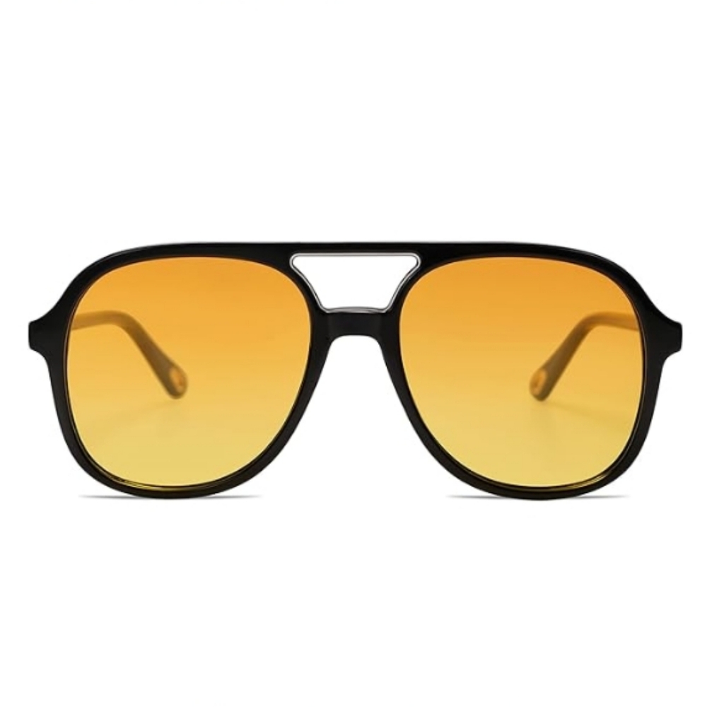 Polarized Aviator Sunglasses Classic 70s Vintage Square Yellow